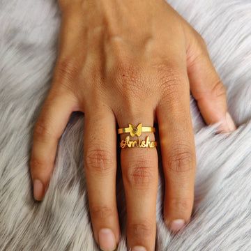 Customize Butterfly Name Ring