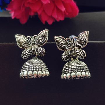Oxidised Plated Jhumki Earrings