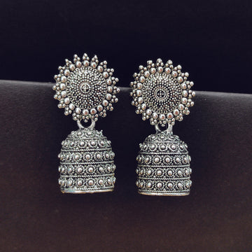 Oxidised Plated Jhumki Earrings