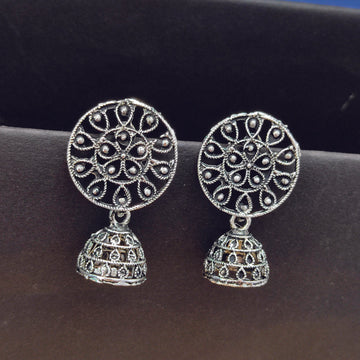 Oxidised Plated Jhumki Earrings