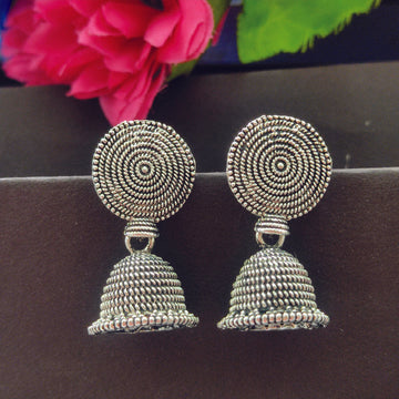 Oxidised Plated Jhumki Earrings