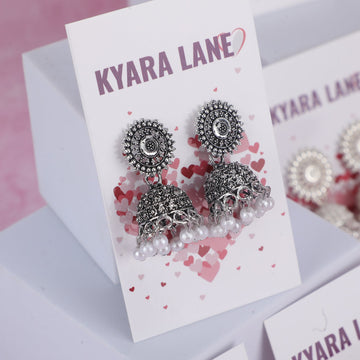 Kyara Lane German silver oxidised jhumki earrings
