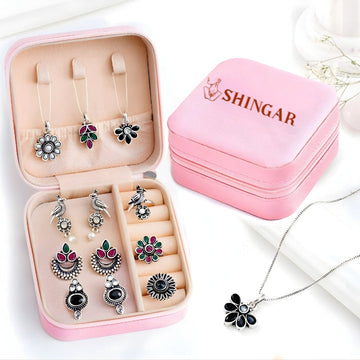 Exclusive Jewelry Box of 3 Matching Sets - Earrings, Necklace and Rings