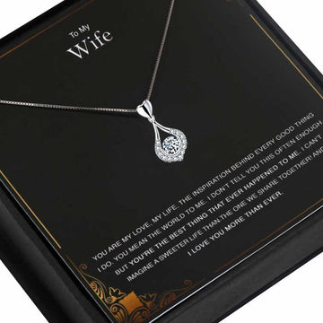 Women's Teardrop Pendant Necklace With To My Wife Message Card