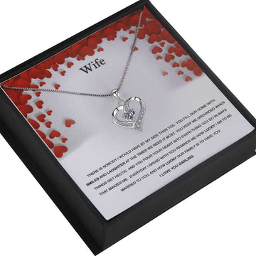 Women's Silver Plated Heart Shaped Pendant With Wife Message Card