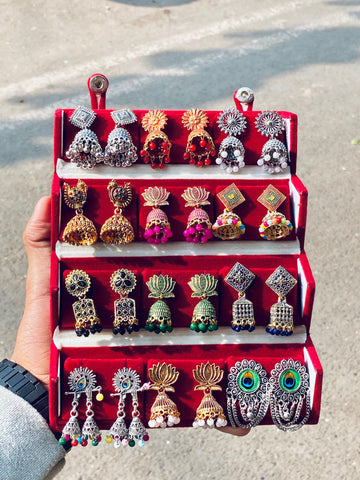 viral 12 piece jhumka with Box Hamper