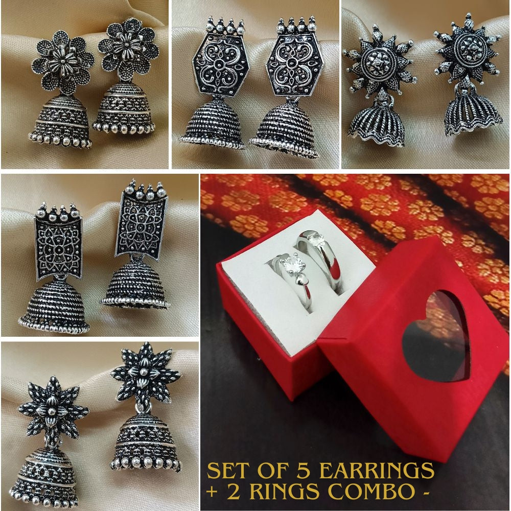 shingar Set of 5 Earrings + 2 Rings Combo