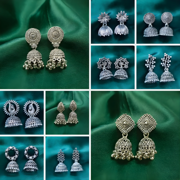 Set of 7 Oxidised Earrings Combo