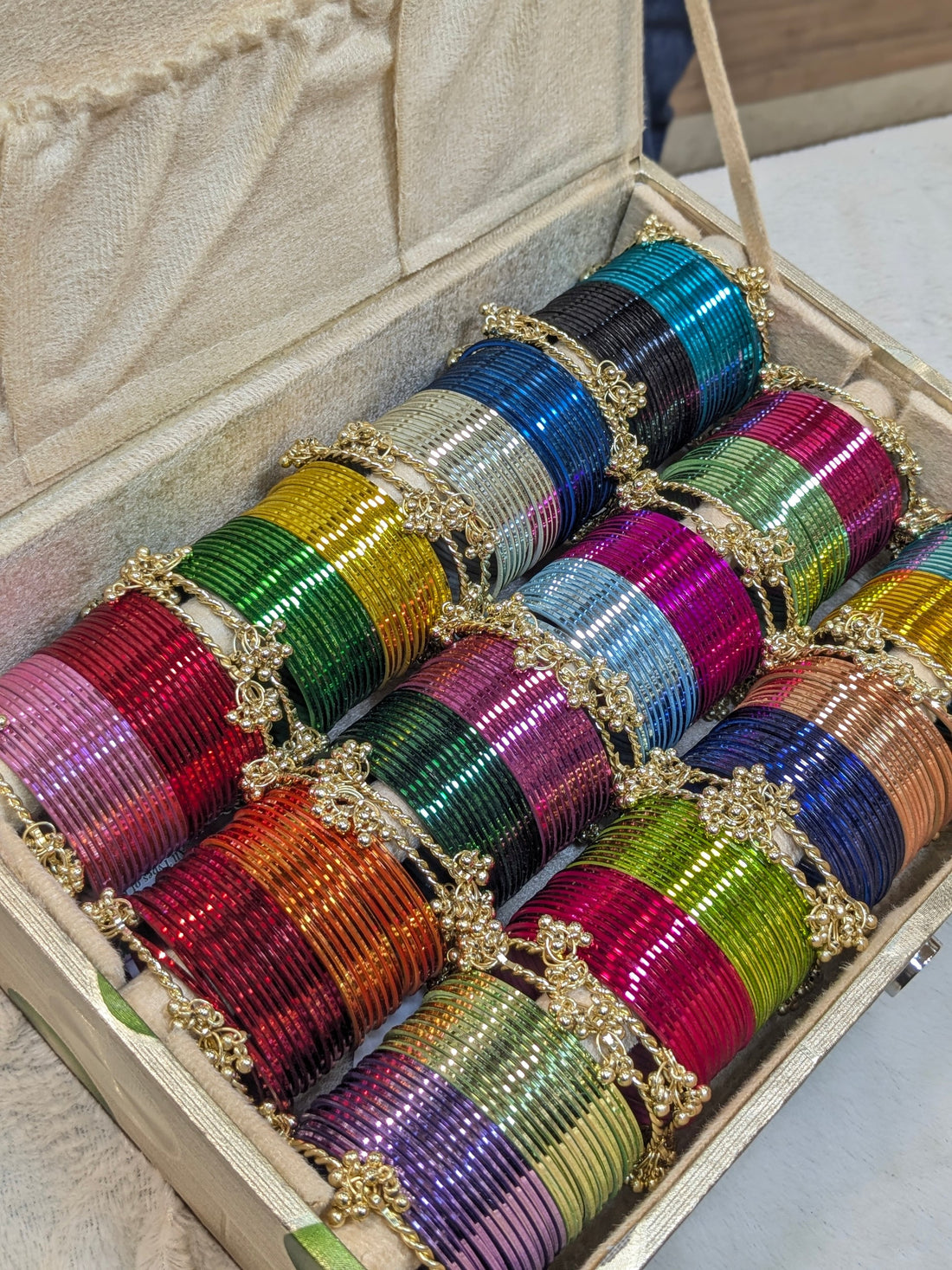 R SANDEEP INTERNATIONAL Metal Beads Bangle (Pack of 4)