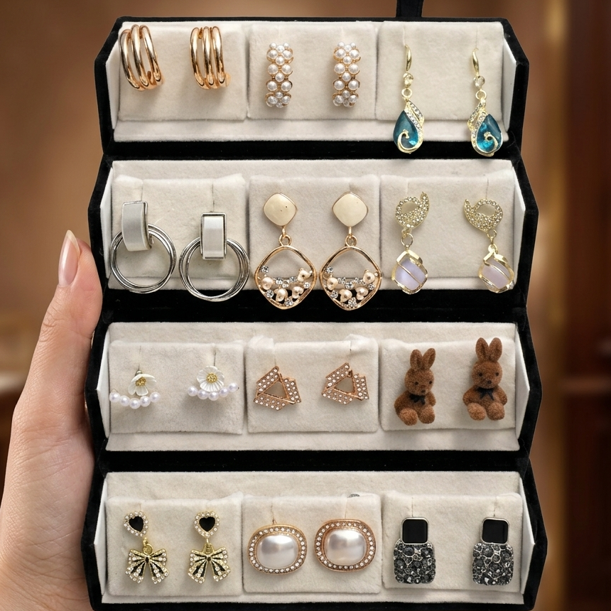 Elegant Mixed Style Stud & Drop Earrings Set (Anti Tarnish)