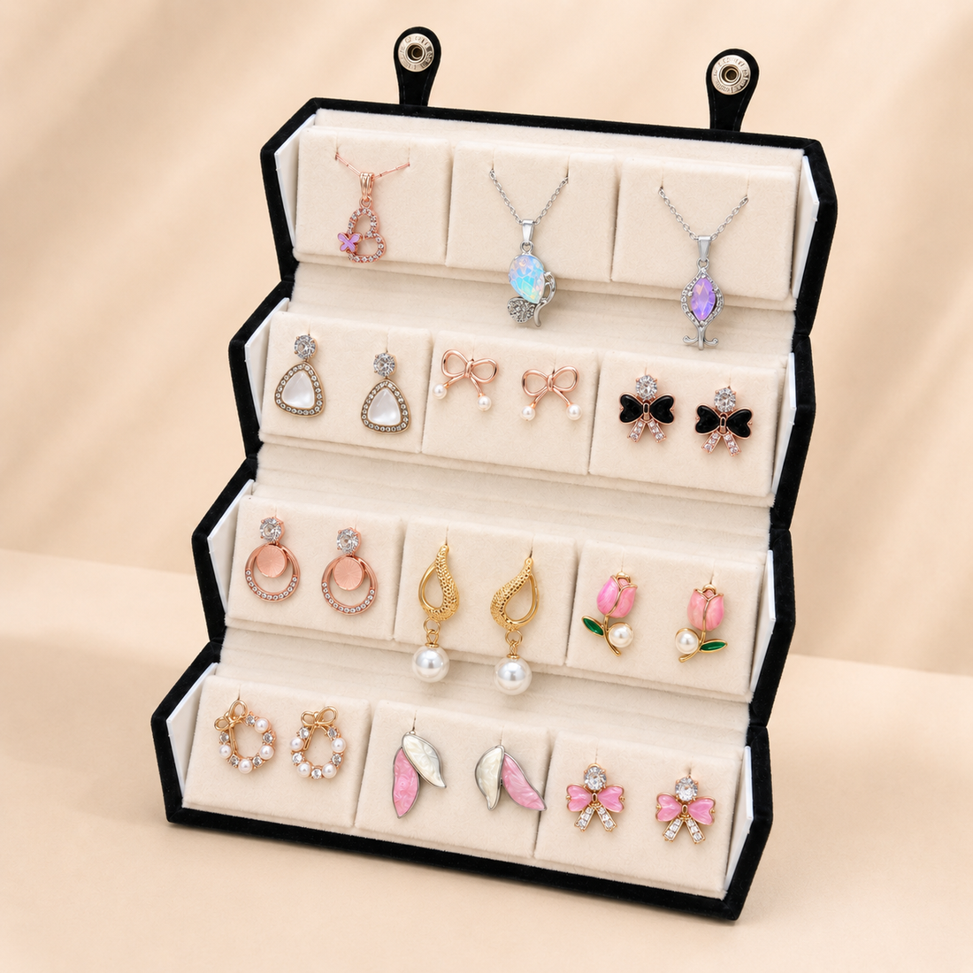 Set of 12 Stud Earrings with Pendants Box