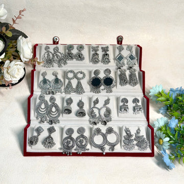 16 Pairs Fashionable Jhumka Earrings Combo Set for Women