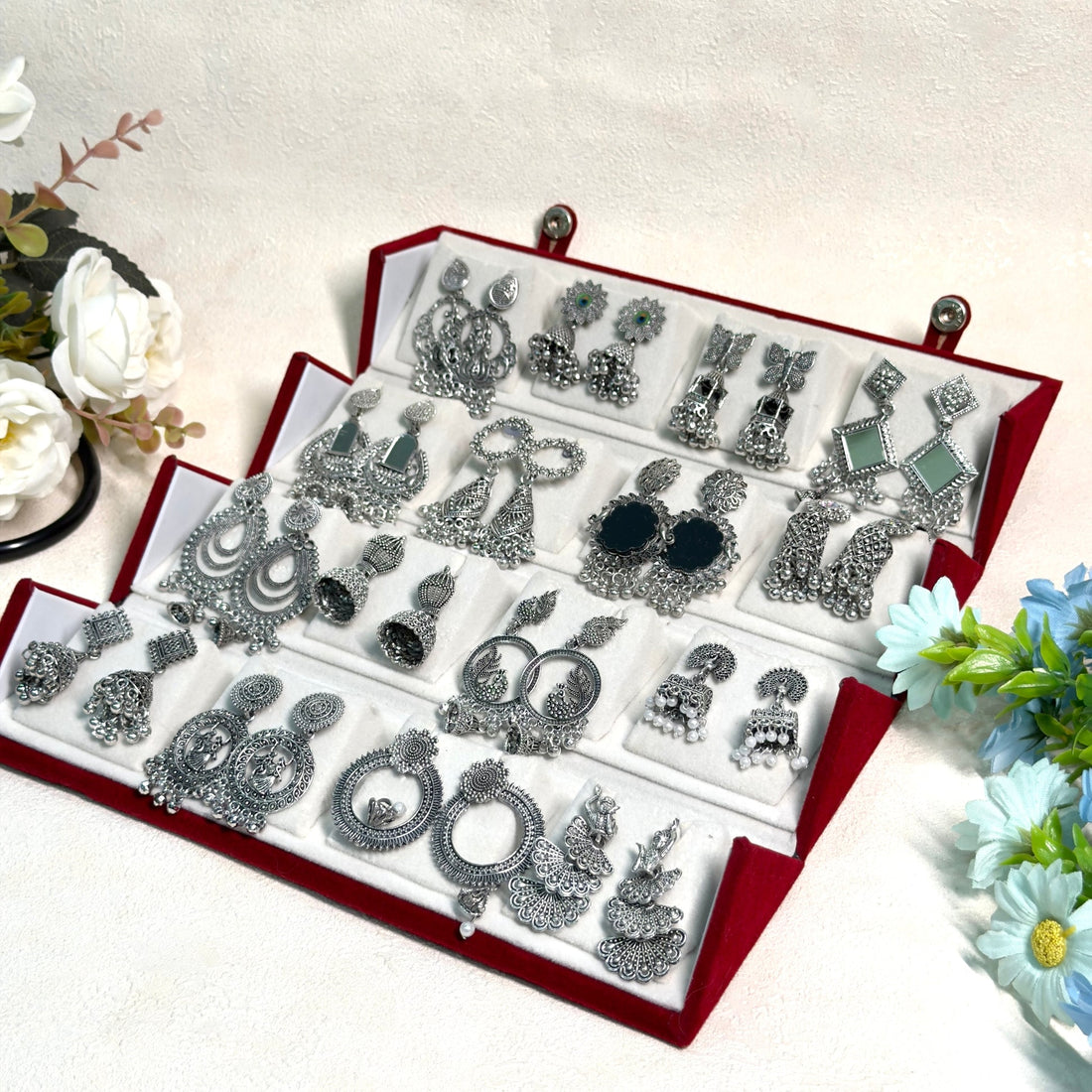 16 Pairs Fashionable Jhumka Earrings Combo Set for Women