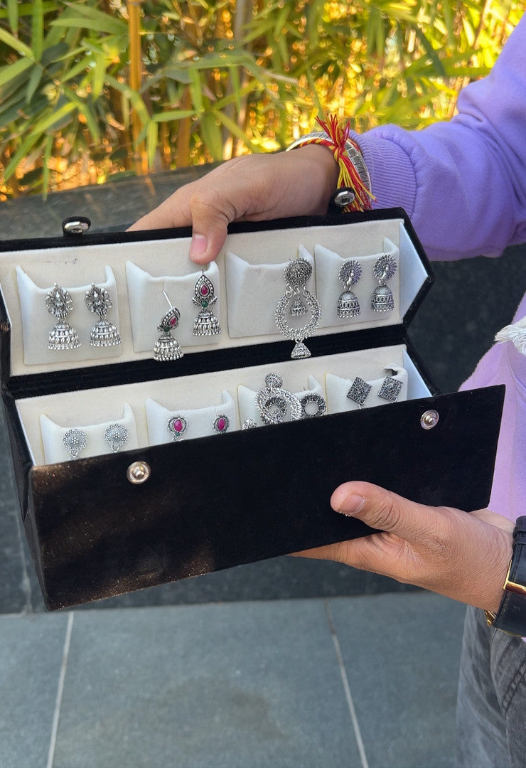 16-32 PC OXIDISED JHUMKAS + RED BOX 3.0
