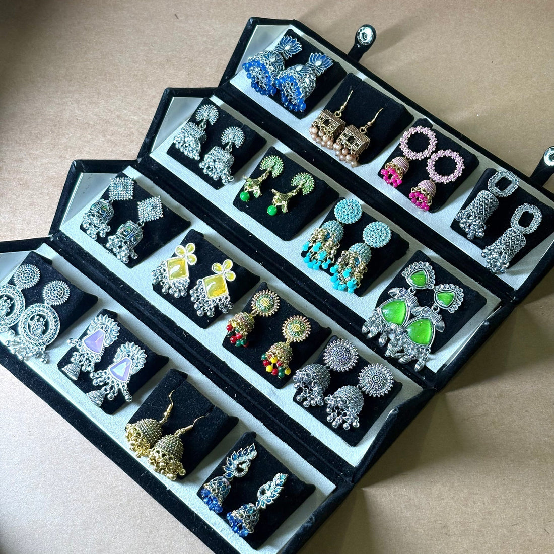 16 Colourful Jhumka with Folding Box