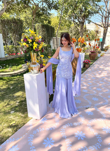 Chaandni Sharara Set - Lilac Blue ❤️