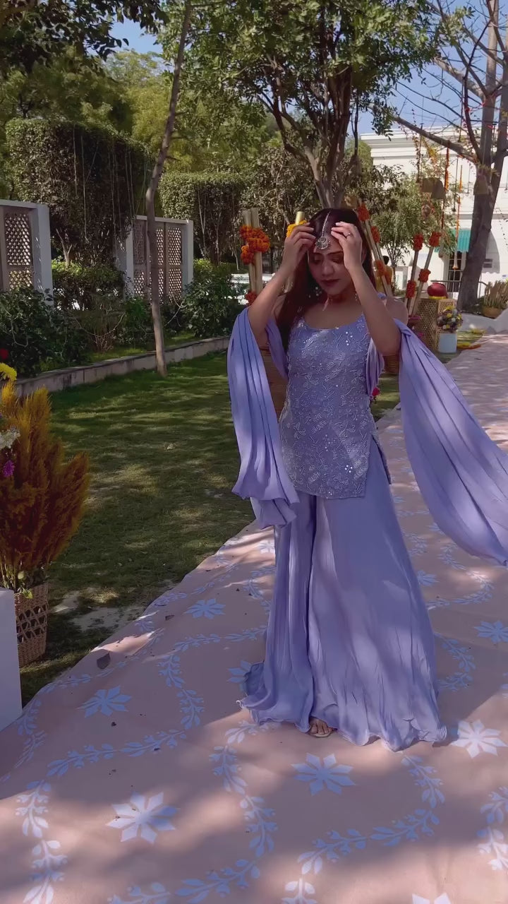 Chaandni Sharara Set - Lilac Blue ❤️