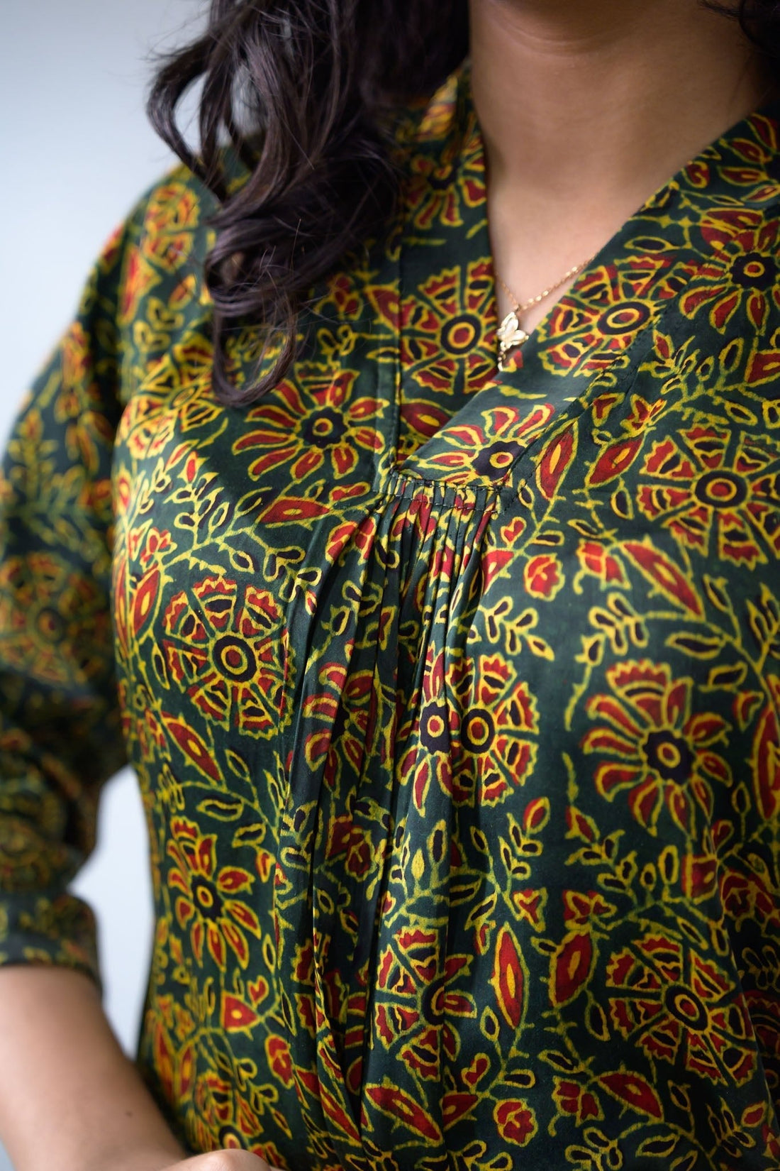 Peach Handblock Cotton Shirt Kurti (Buy 1 Get 1 Free)