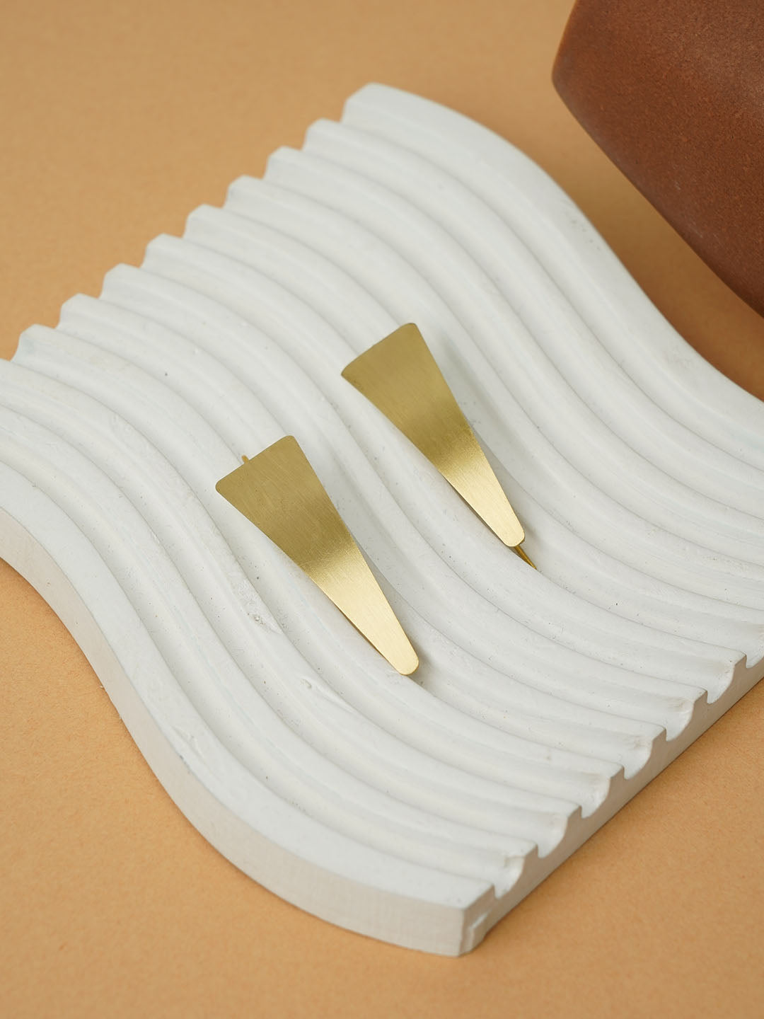 Triangle Long - Brass Statement Earring (Anti tarnish)