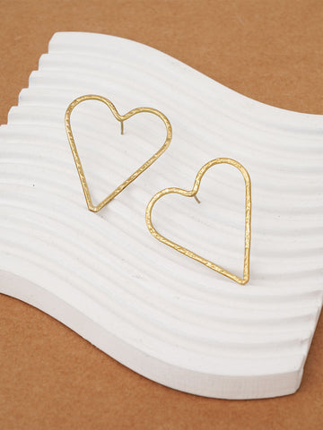 Heart Earring - Statement Brass Earring