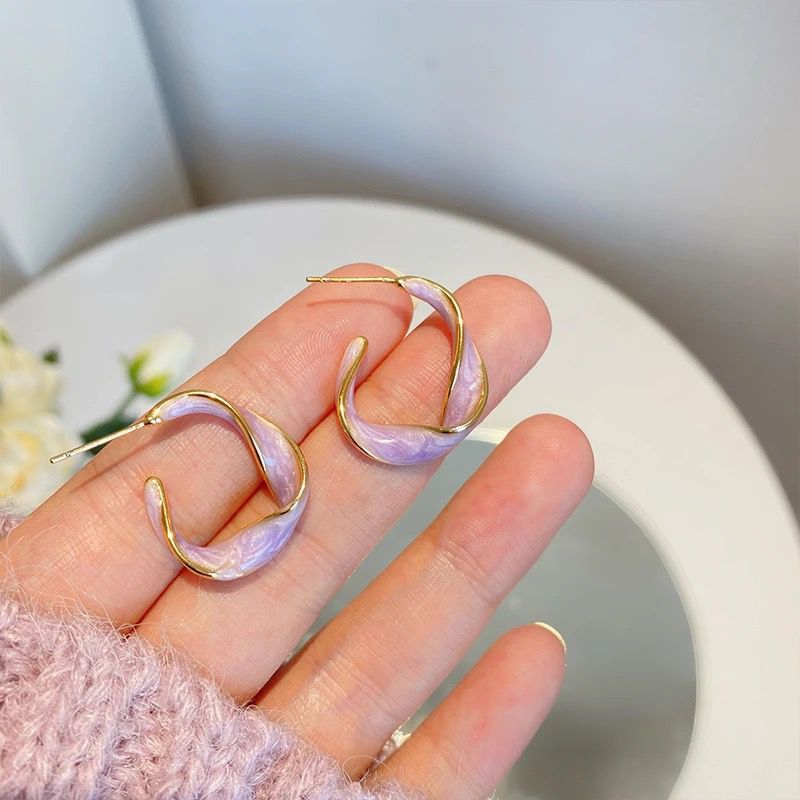 Lilac Twisted Hoop Earrings