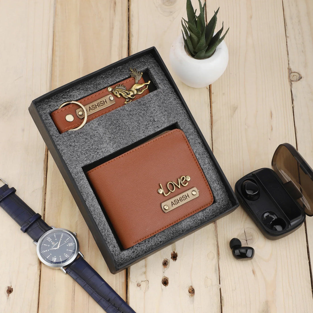 Personalised Men Wallet and Keychain Gift Combo Set of 2